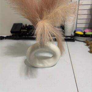 Modern White Vase with Pink Pampas Grass